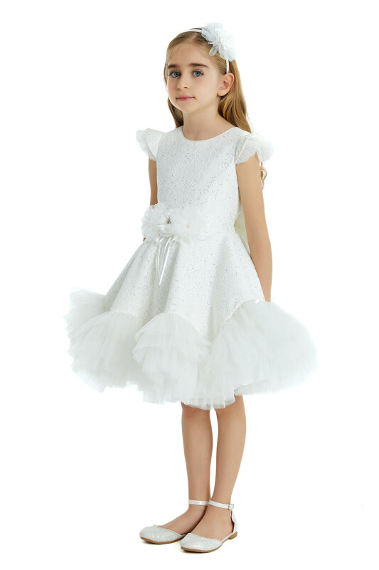 Ecru Girl Frilly Lace Dress 4-8 AGE - 2