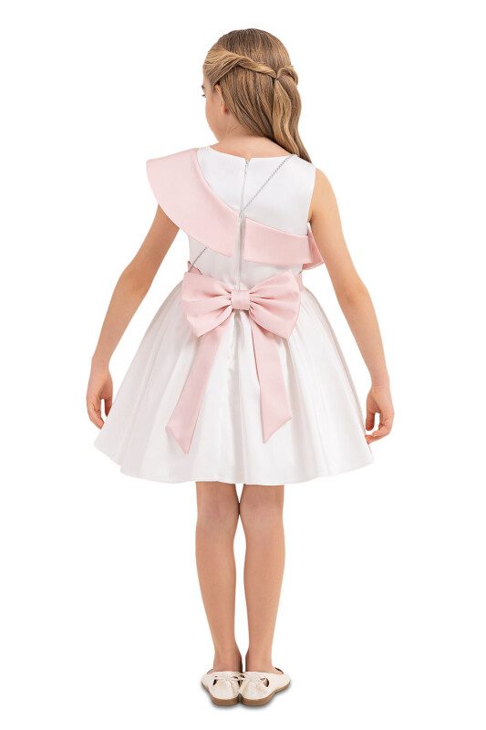 Ecru Scarf-collar Dress for Girls 4-8 AGE - 7