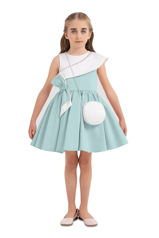 Mint Scarf-collar Dress for Girls 4-8 AGE 