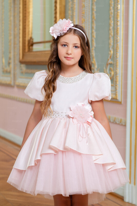 Powder Layered Skirted Dress 4-8 AGE - 1