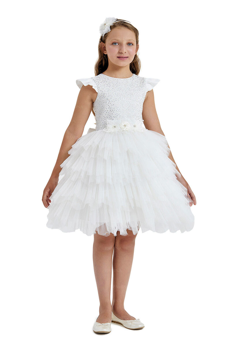 Ecru Tailed Dress 8-12 AGE - 10