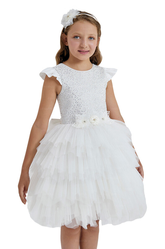 Ecru Tailed Dress 8-12 AGE - 11