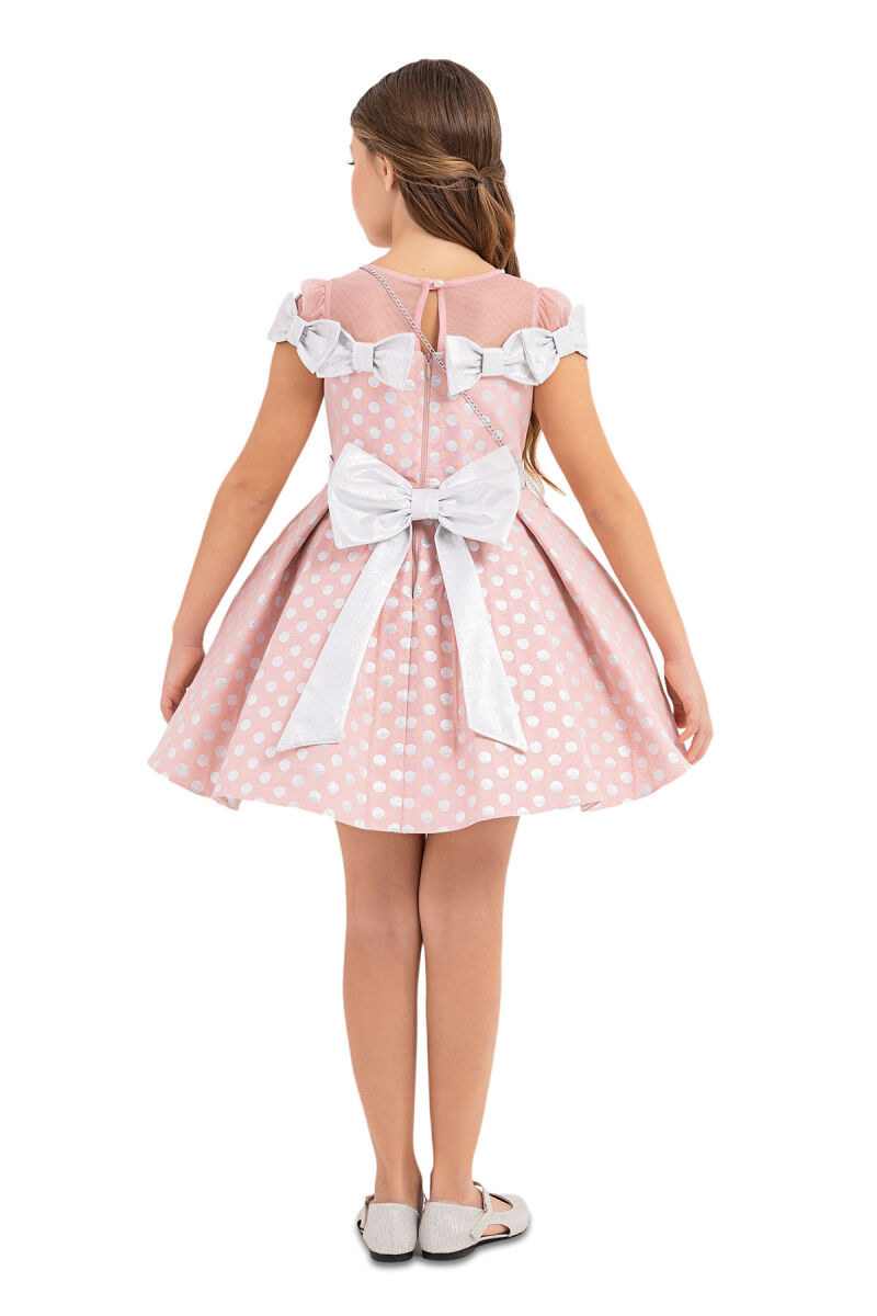 Powder Spotted dress for girls 4-8 AGE - 7