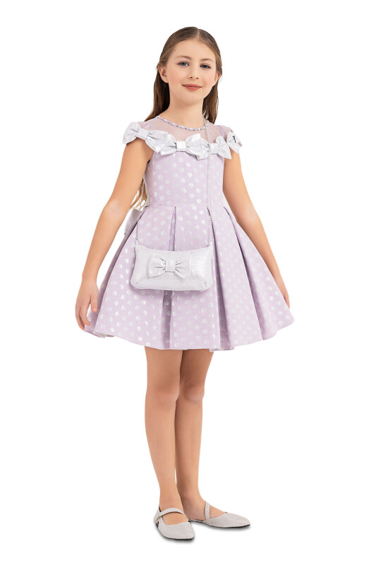 Lilac Spotted dress for girls 4-8 AGE - 2