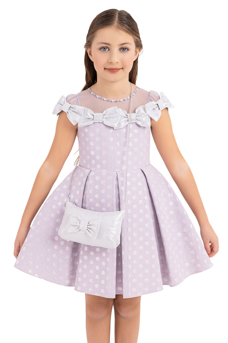 Lilac Spotted dress for girls 4-8 AGE - 4