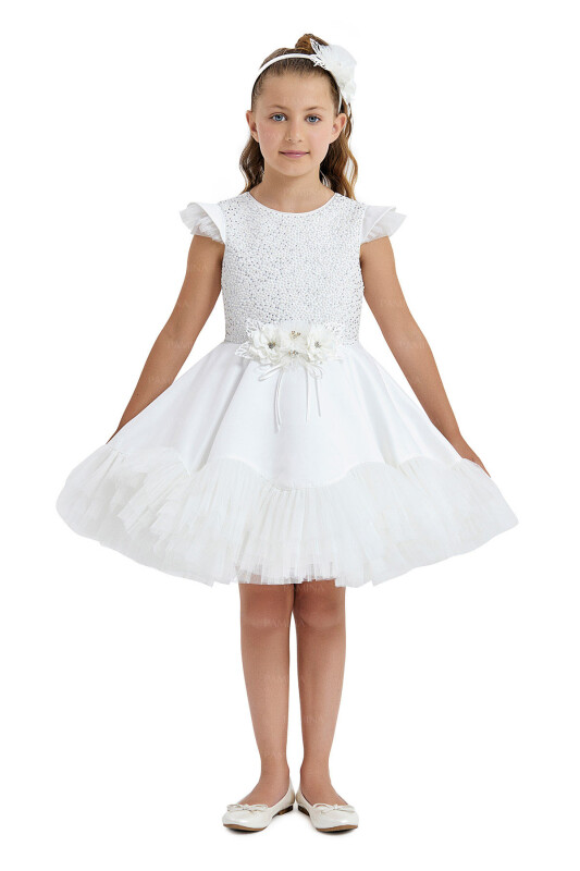 Ecru Pearl Plated Dress 4-8 AGE - 6