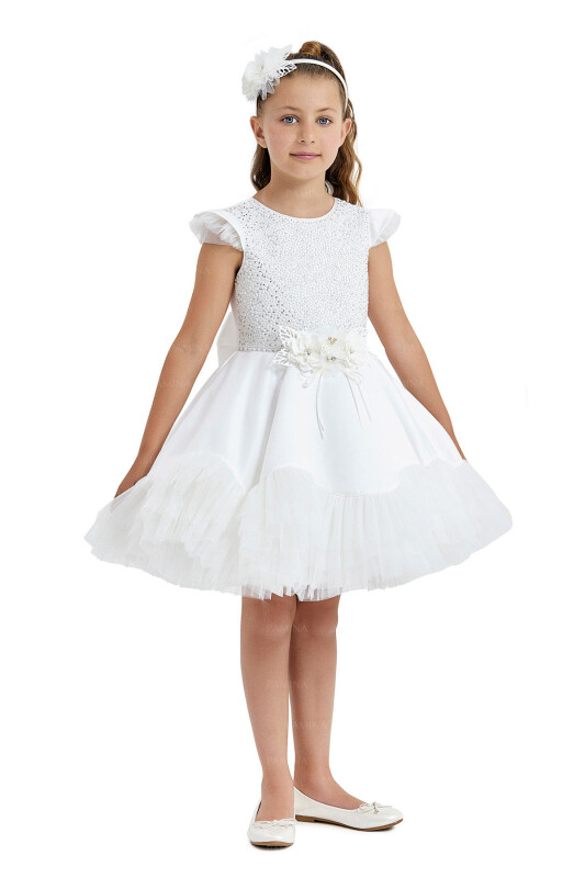 Ecru Pearl Plated Dress 4-8 AGE - 7