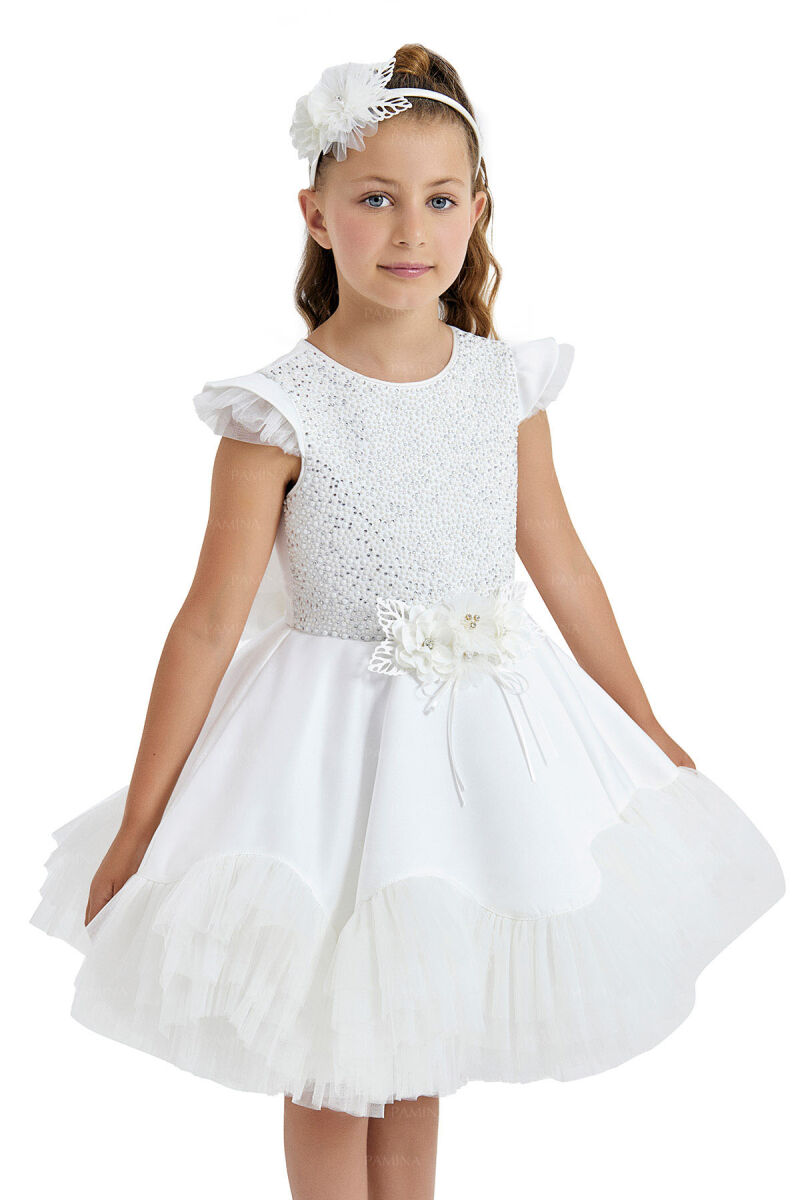 Ecru Pearl Plated Dress 4-8 AGE - 8