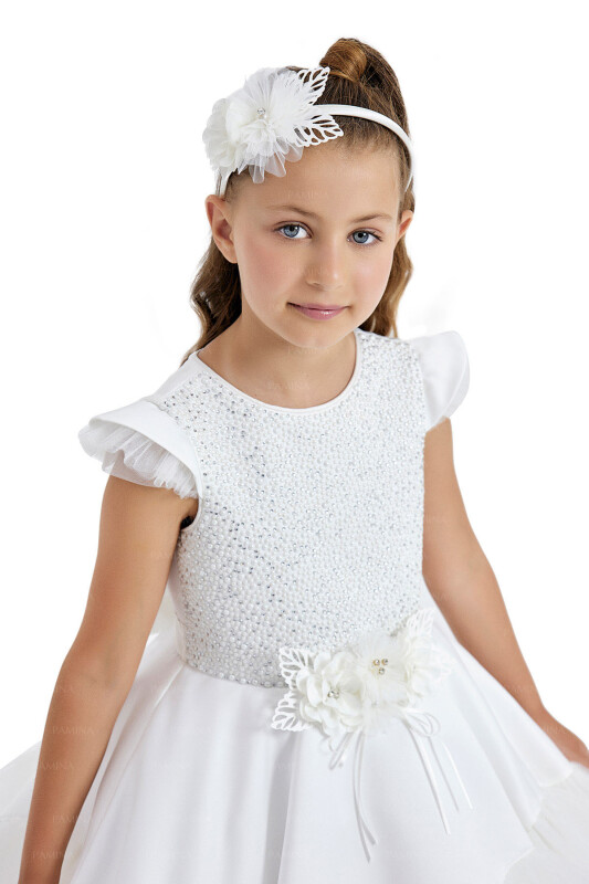 Ecru Pearl Plated Dress 4-8 AGE - 9