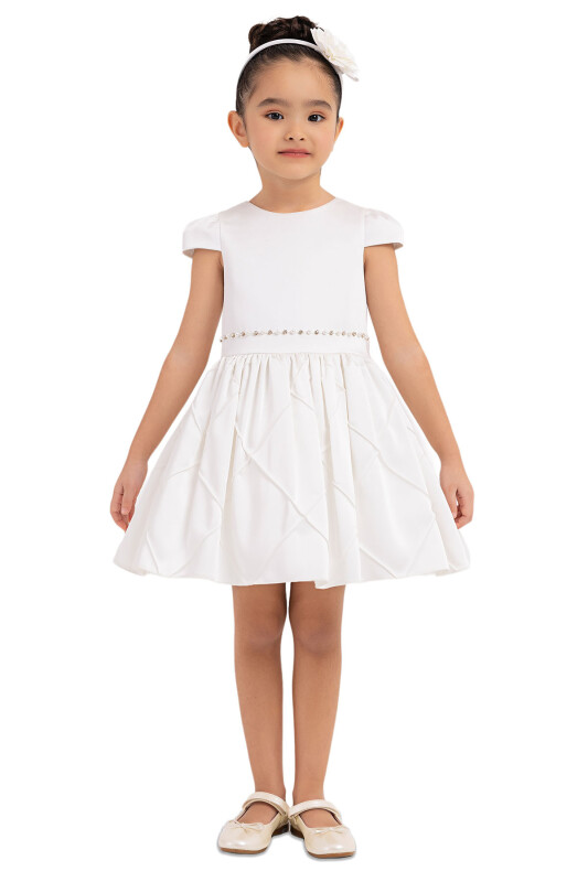 Ecru Moon-Sleeved Dress for Girls 2-6 AGE 