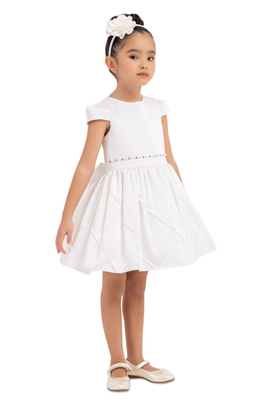 Ecru Moon-Sleeved Dress for Girls 2-6 AGE - 2