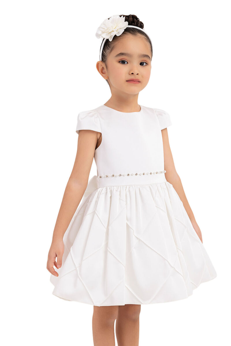 Ecru Moon-Sleeved Dress for Girls 2-6 AGE - 3