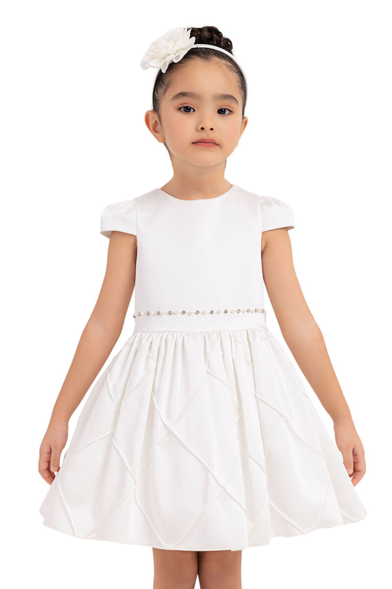 Ecru Moon-Sleeved Dress for Girls 2-6 AGE - 6