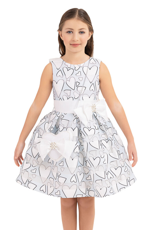 Blue Heart Printed Dress for Girls 4-8 AGE - 4