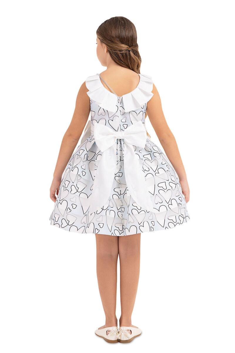 Blue Heart Printed Dress for Girls 4-8 AGE - 7