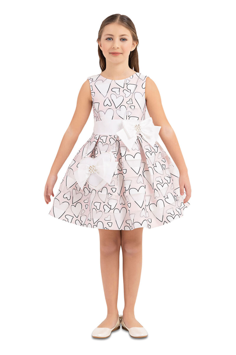 Powder Heart Printed Dress for Girls 4-8 AGE - 1