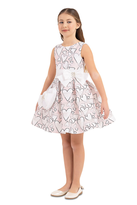 Powder Heart Printed Dress for Girls 4-8 AGE - 2