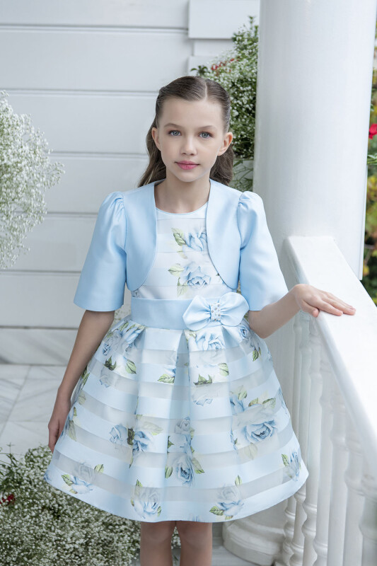 Blue Sleeveless Suit with Bolero for Girls 8-12 AGE 