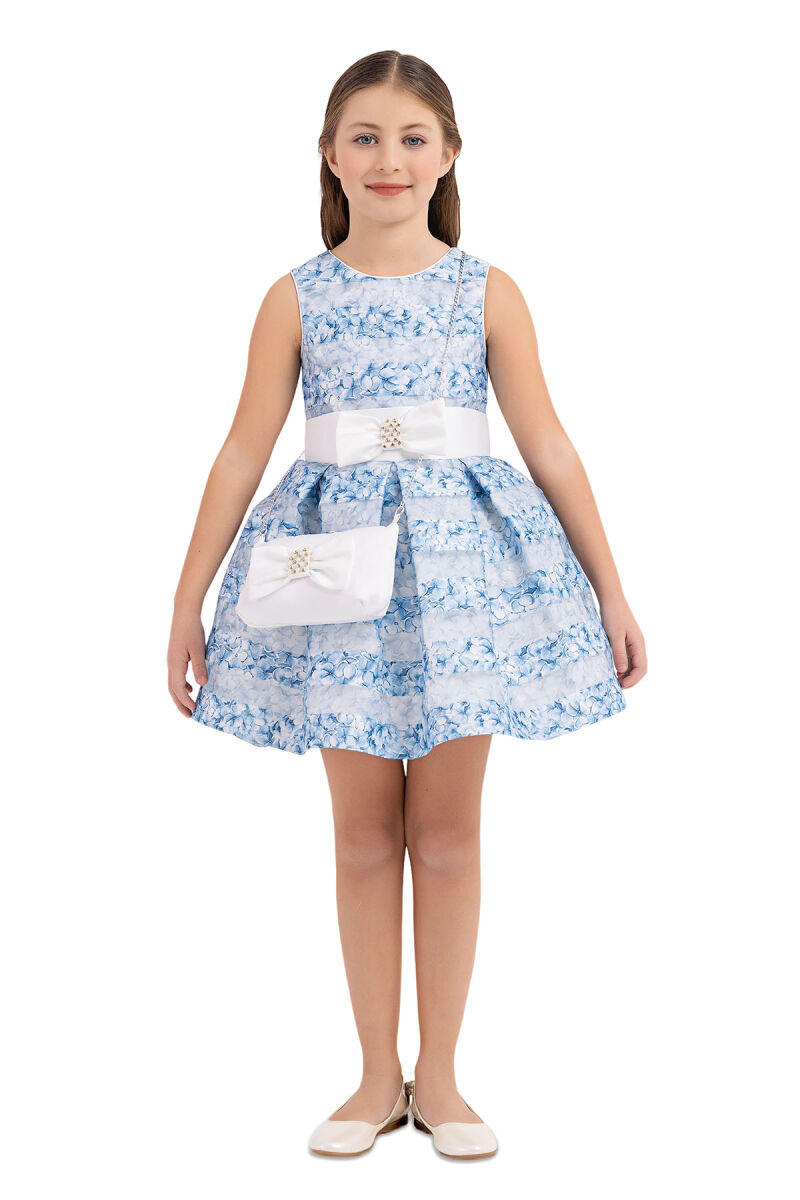 Blue Flowery dress for girls 4-8 AGE - 1