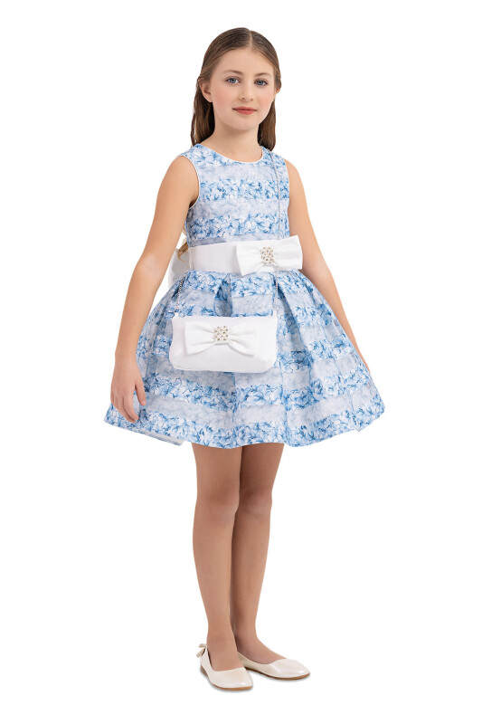 Blue Flowery dress for girls 4-8 AGE - 2