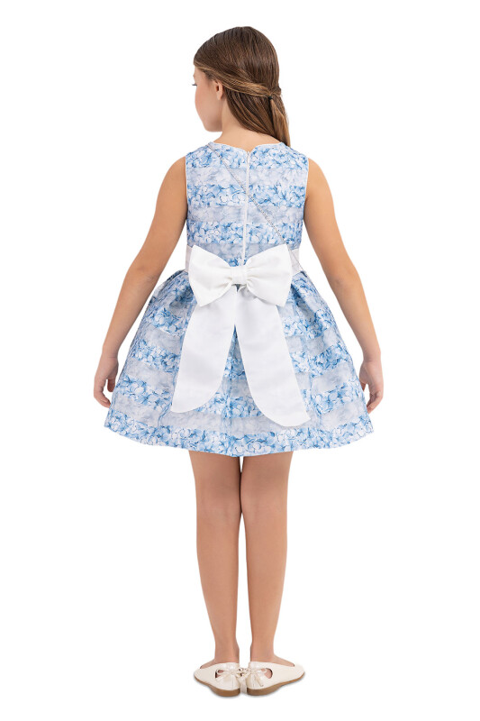 Blue Flowery dress for girls 4-8 AGE - 7