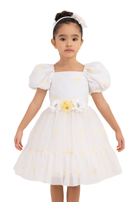 Yellow Balloon-Sleeved Dress for Girls 2-6 AGE - 4