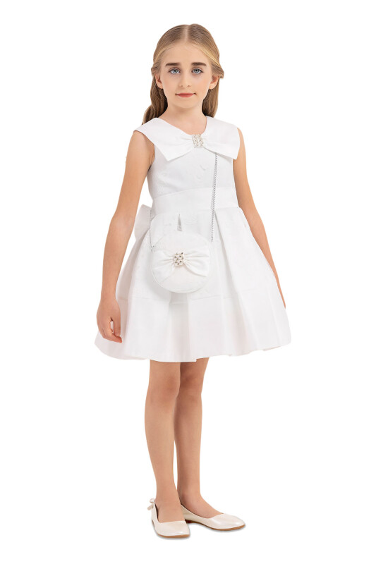 Ecru Sailor Collar Dress for Girls 4-8 AGE - 2