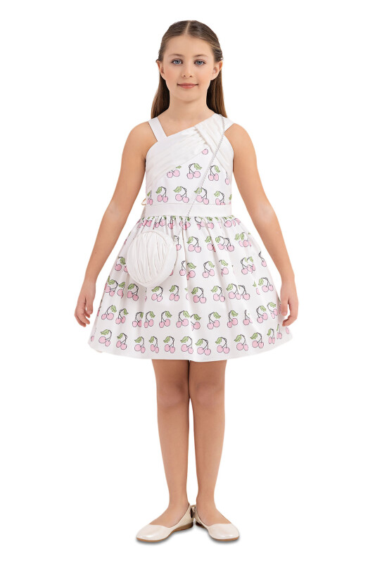 Pink Dress with Cherry for Girls 4-8 AGE - 1