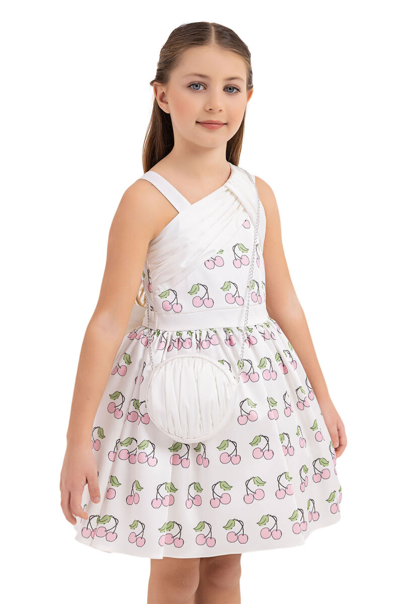 Pink Dress with Cherry for Girls 4-8 AGE - 3