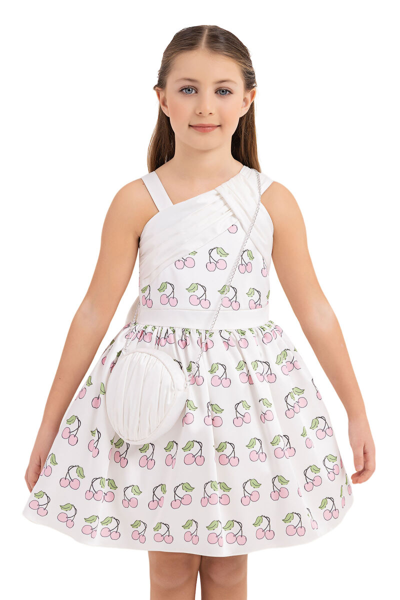 Pink Dress with Cherry for Girls 4-8 AGE - 5