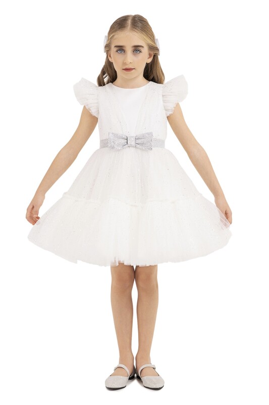 Ecru Ruffled Dress for Girls 4-8 AGE 