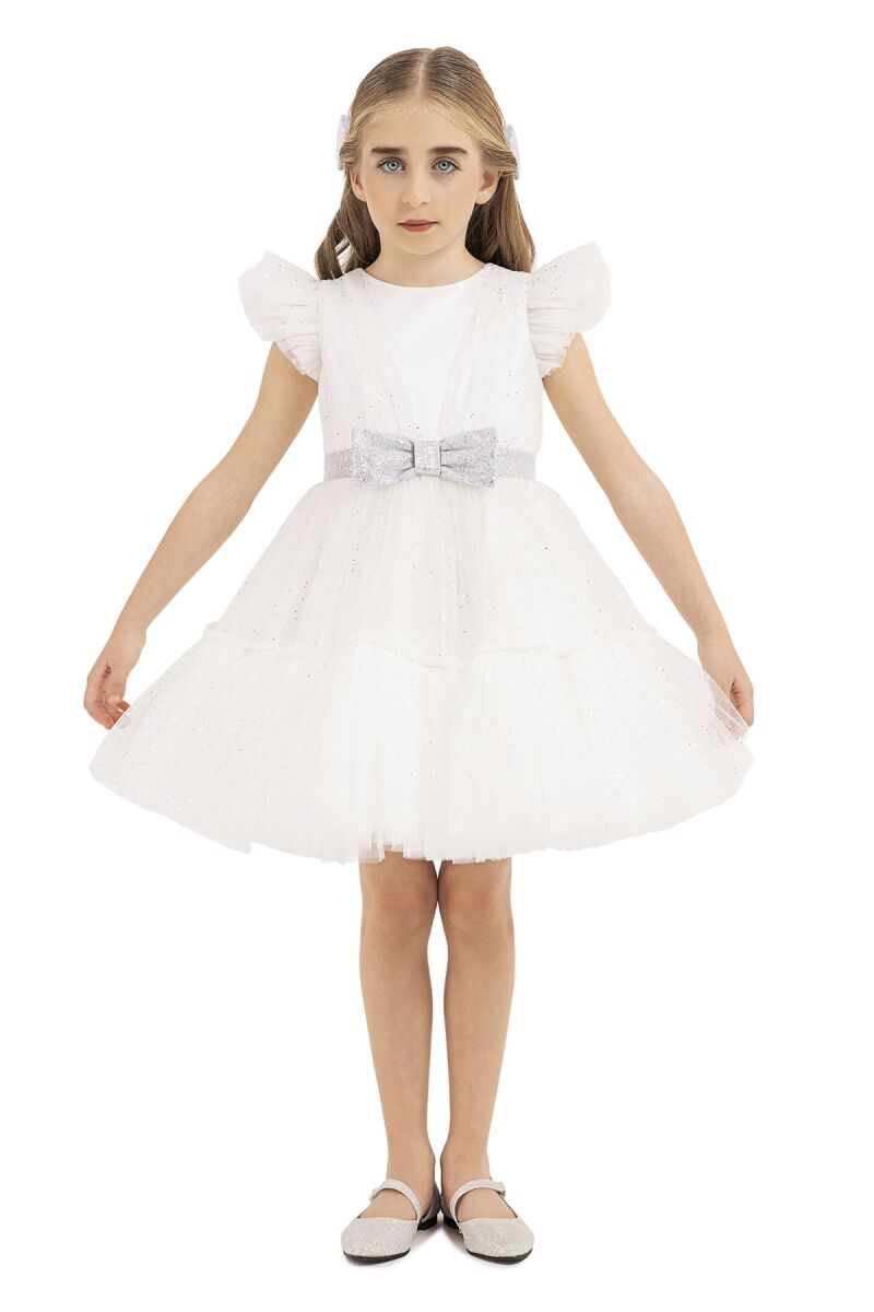 Ecru Ruffled Dress for Girls 4-8 AGE - 1