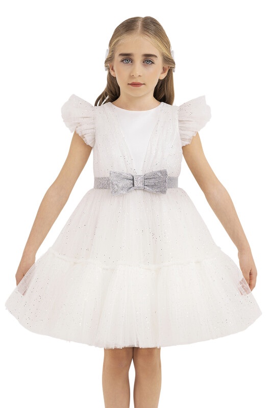 Ecru Ruffled Dress for Girls 4-8 AGE - 4