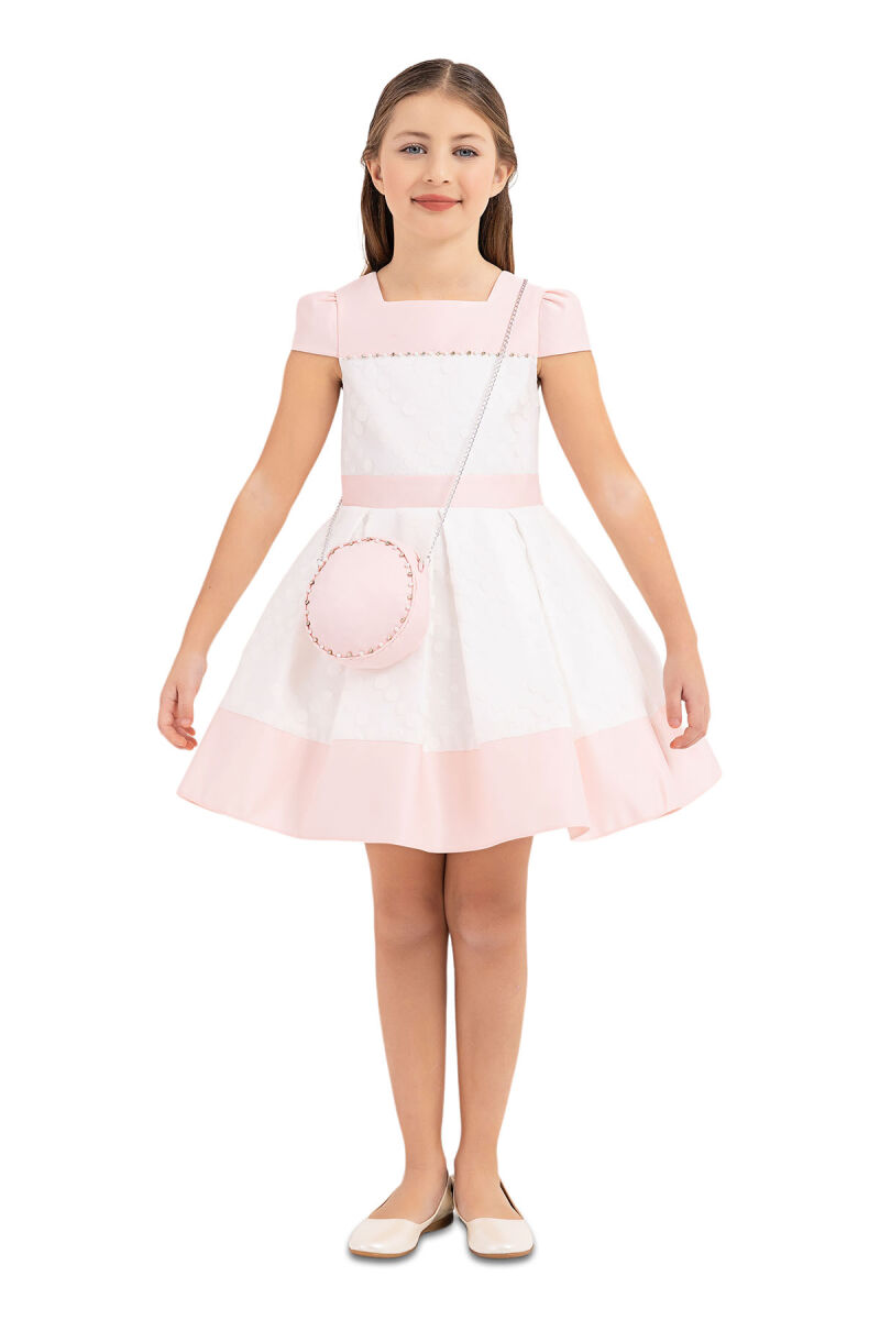 Powder Square-collar dress for girls 4-8 AGE - 1