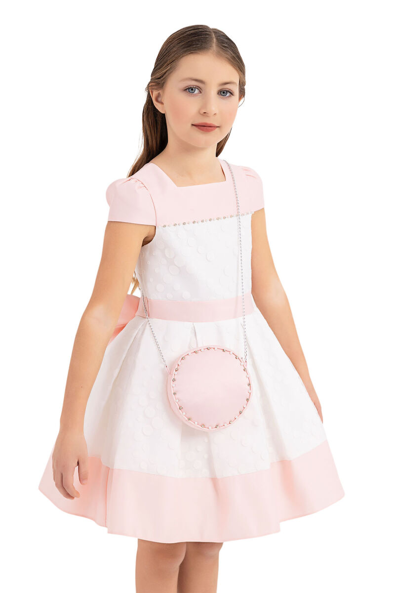 Powder Square-collar dress for girls 4-8 AGE - 3