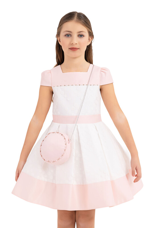 Powder Square-collar dress for girls 4-8 AGE - 5