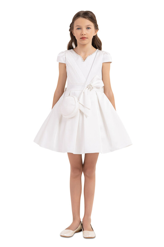 Ecru Moon-Sleeved Dress for Girls 8-12 AGE 