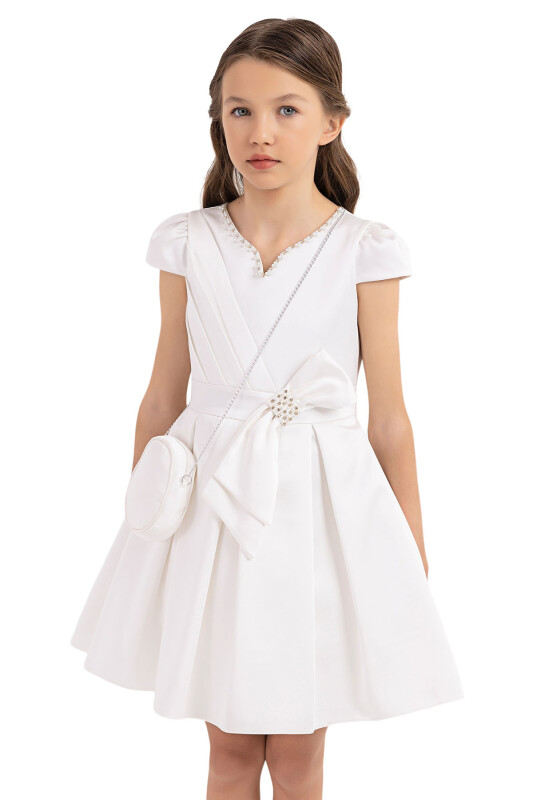 Ecru Moon-Sleeved Dress for Girls 8-12 AGE - 5