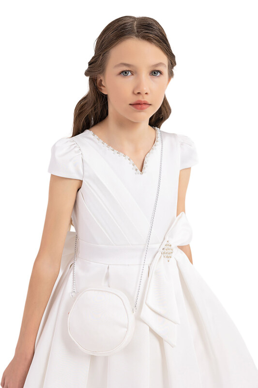 Ecru Moon-Sleeved Dress for Girls 8-12 AGE - 7