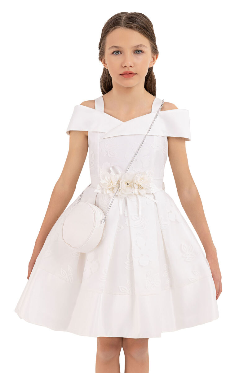 Ecru Princess collar dress for girls 8-12 AGE - 4