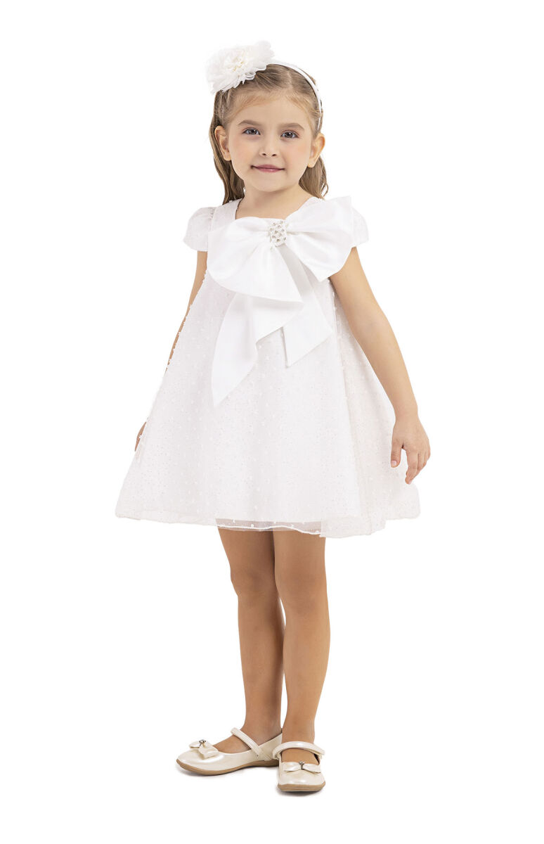 Ecru Square-neck dress for girls 2-6 AGE - 6