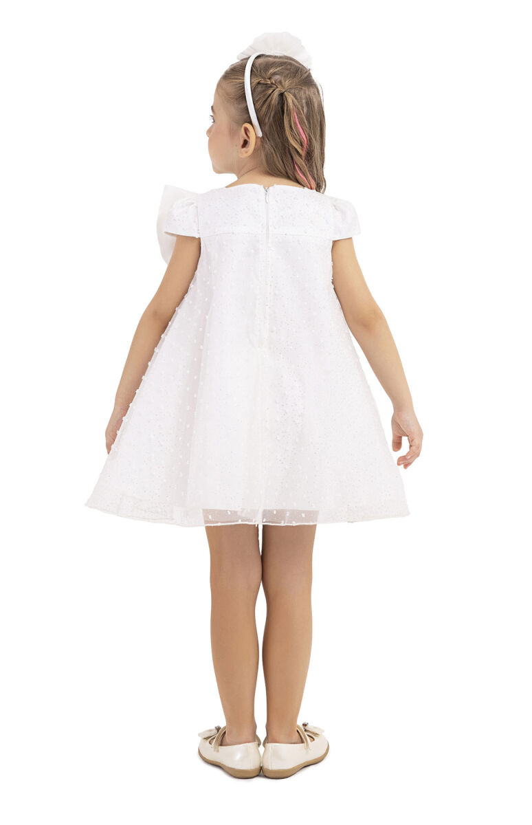 Ecru Square-neck dress for girls 2-6 AGE - 11