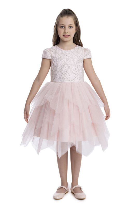 Powder Glitter Printed Girl's Dress 8-12 AGE - 1