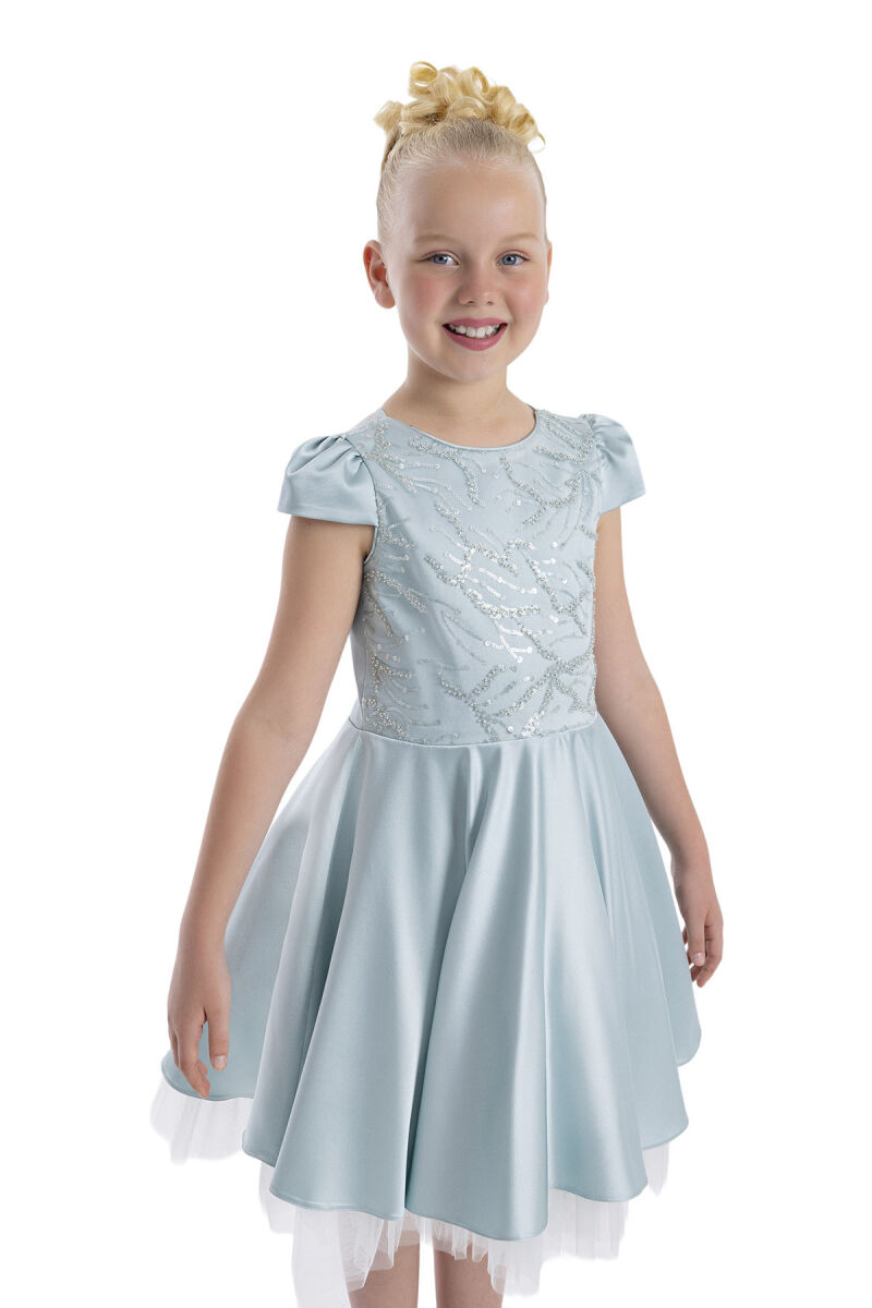 Mint Short Sleeve Girls Dress 8-12 AGE - 4