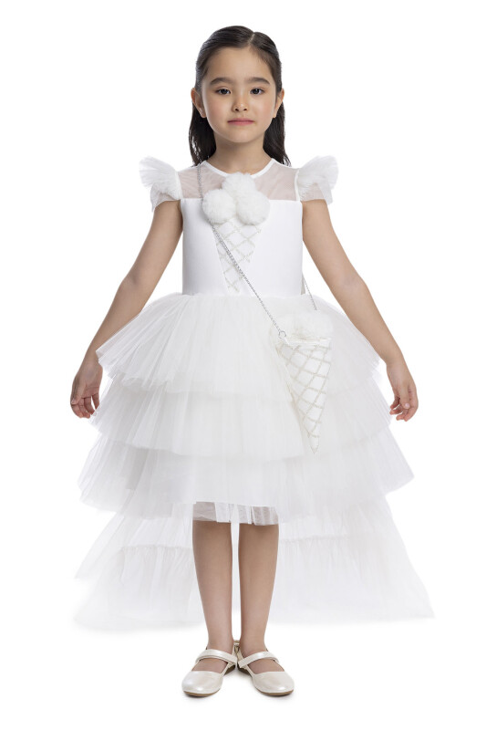 Ecru Layered Skirted Girl's Dress 3-7 AGE - 1