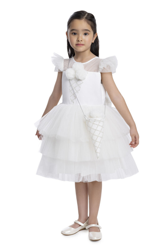 Ecru Layered Skirted Girl's Dress 3-7 AGE - 3