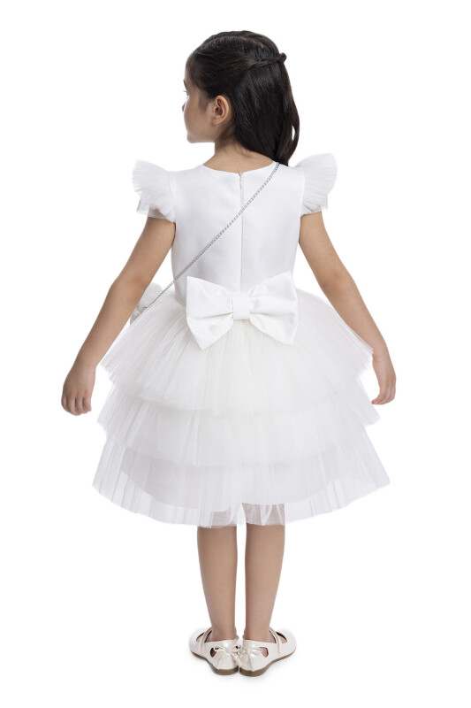 Ecru Layered Skirted Girl's Dress 3-7 AGE - 7