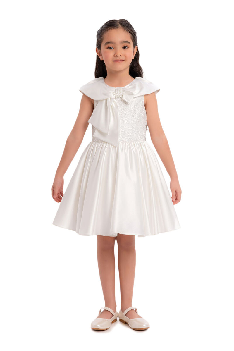 Ecru Shawl Collar Girl's Dress 3-7 AGE - 2