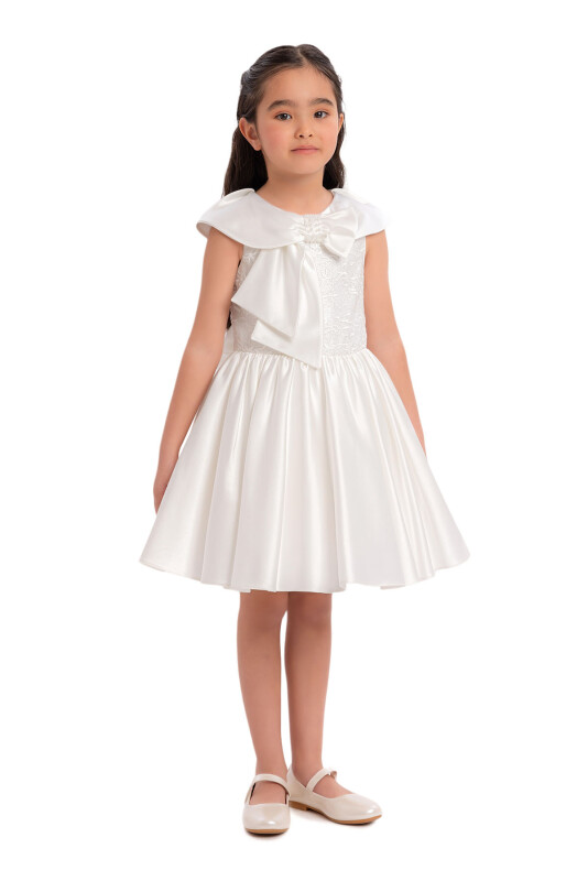 Ecru Shawl Collar Girl's Dress 3-7 AGE - 3