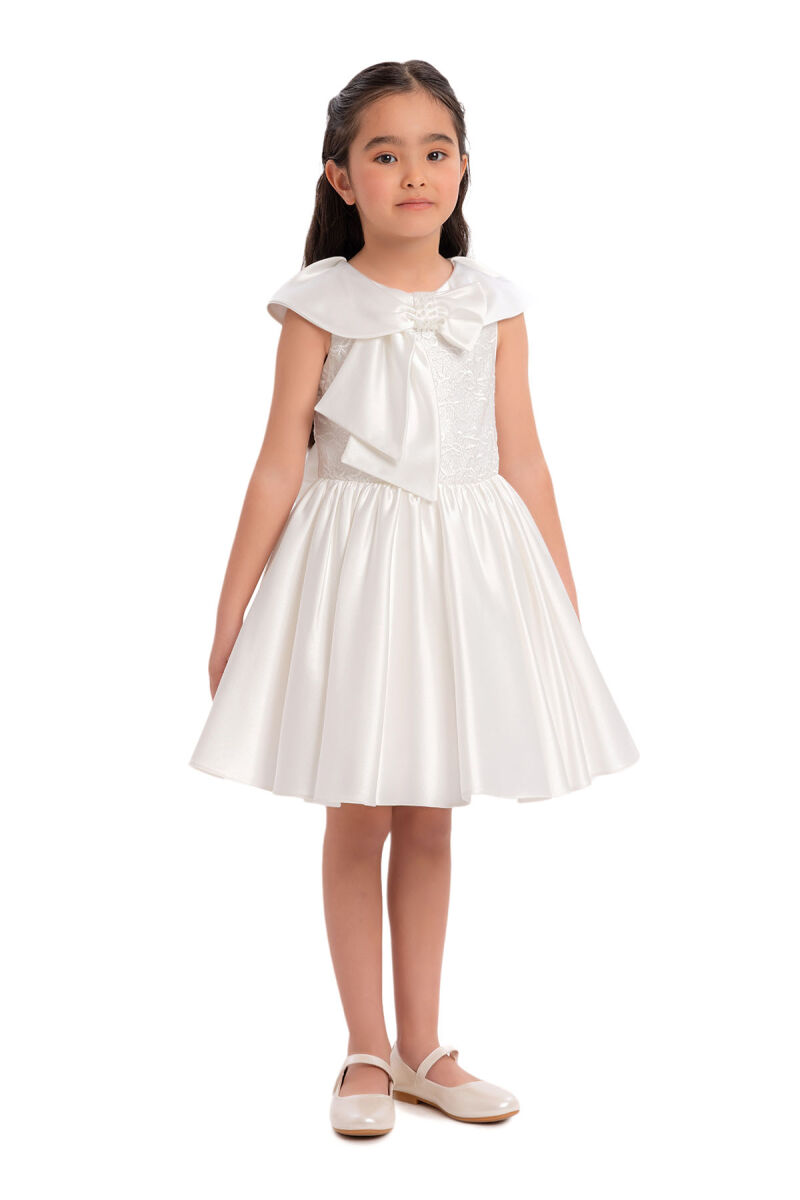 Ecru Shawl Collar Girl's Dress 3-7 AGE - 3